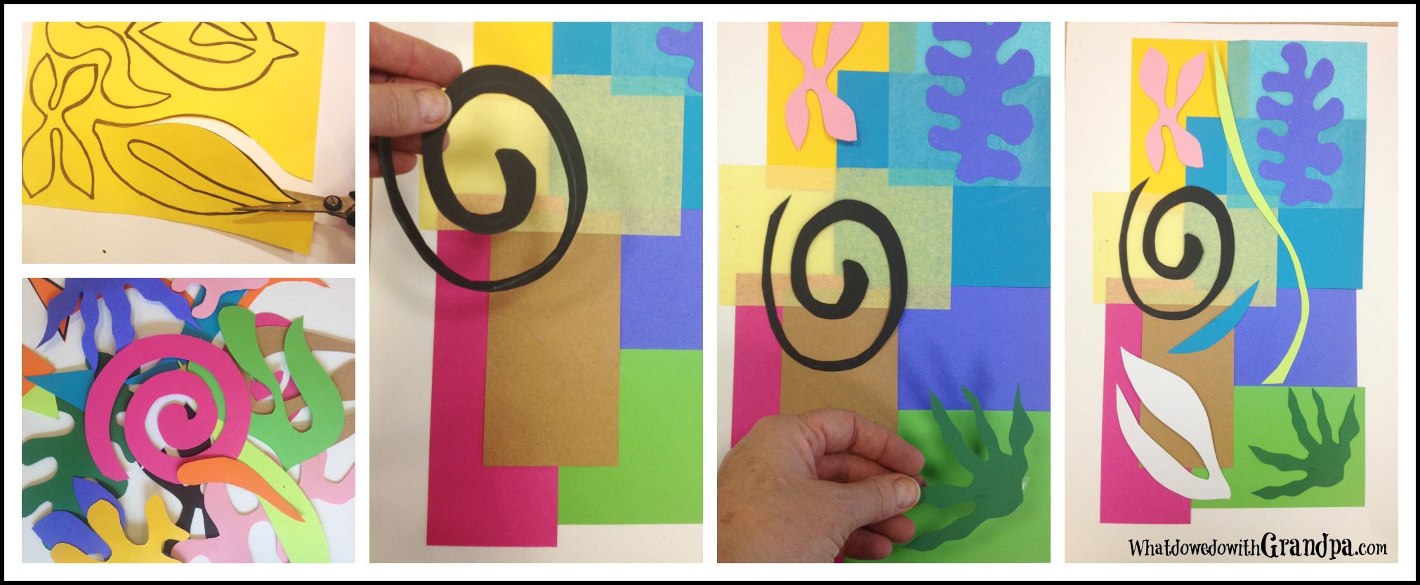 (Easy "Matisse Cutouts Collage"...Fun activity to do with someone who has Alzheimer's!)